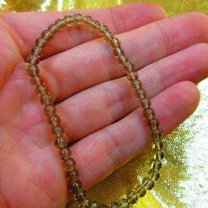 Smoky Quartz Crystal 4mm Round 7" Stretchy Gemstone Bracelet